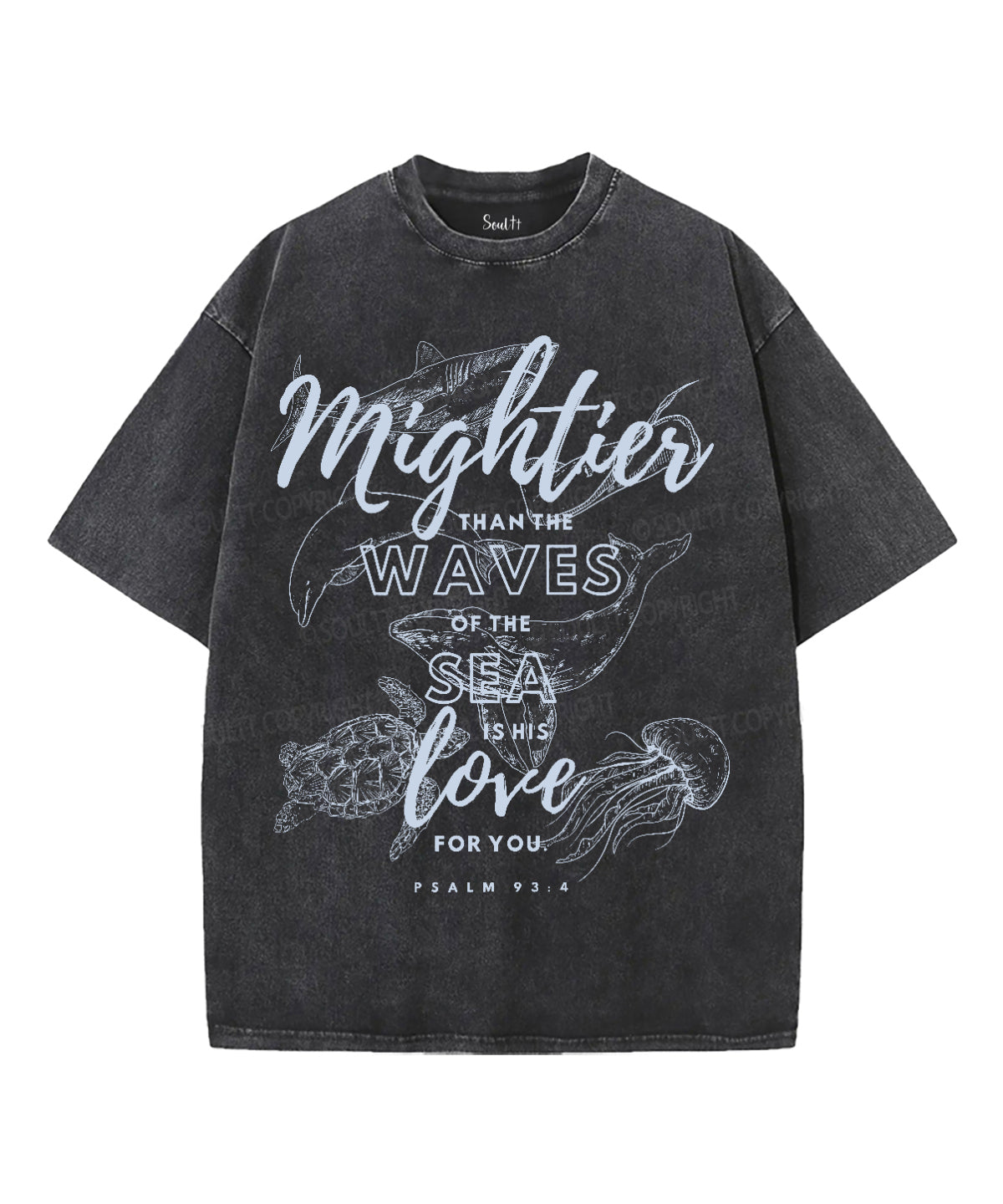 Mightier Than The Waves Unisex Washed Christian T-shirt Style002 Hoodie, Sweatshirt | CiraTrend.com (Image 1)