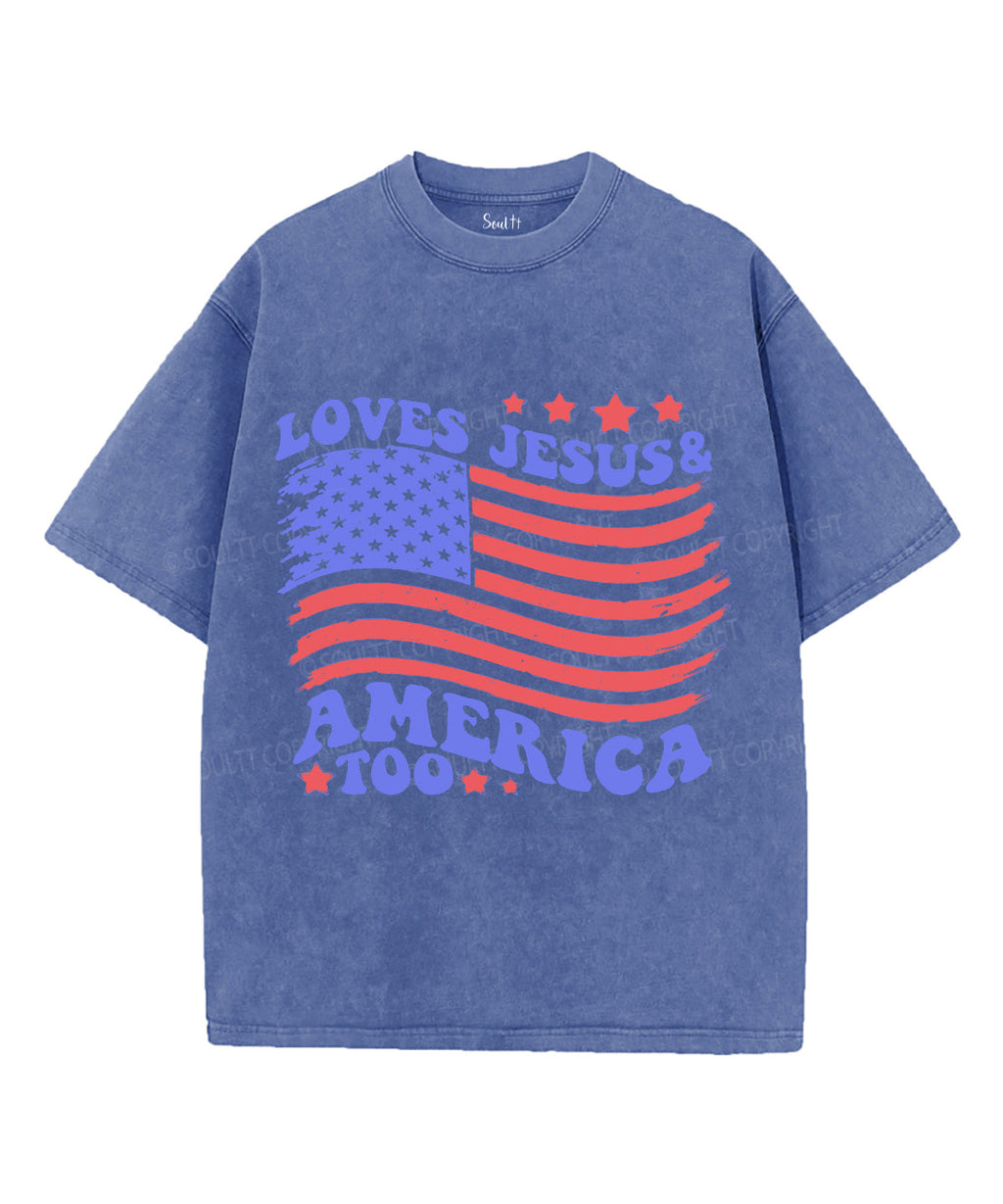 Loves Jesus & America Too Unisex Washed Christian T-shirt Style001 Hoodie, Sweatshirt | CiraTrend.com (Image 4)