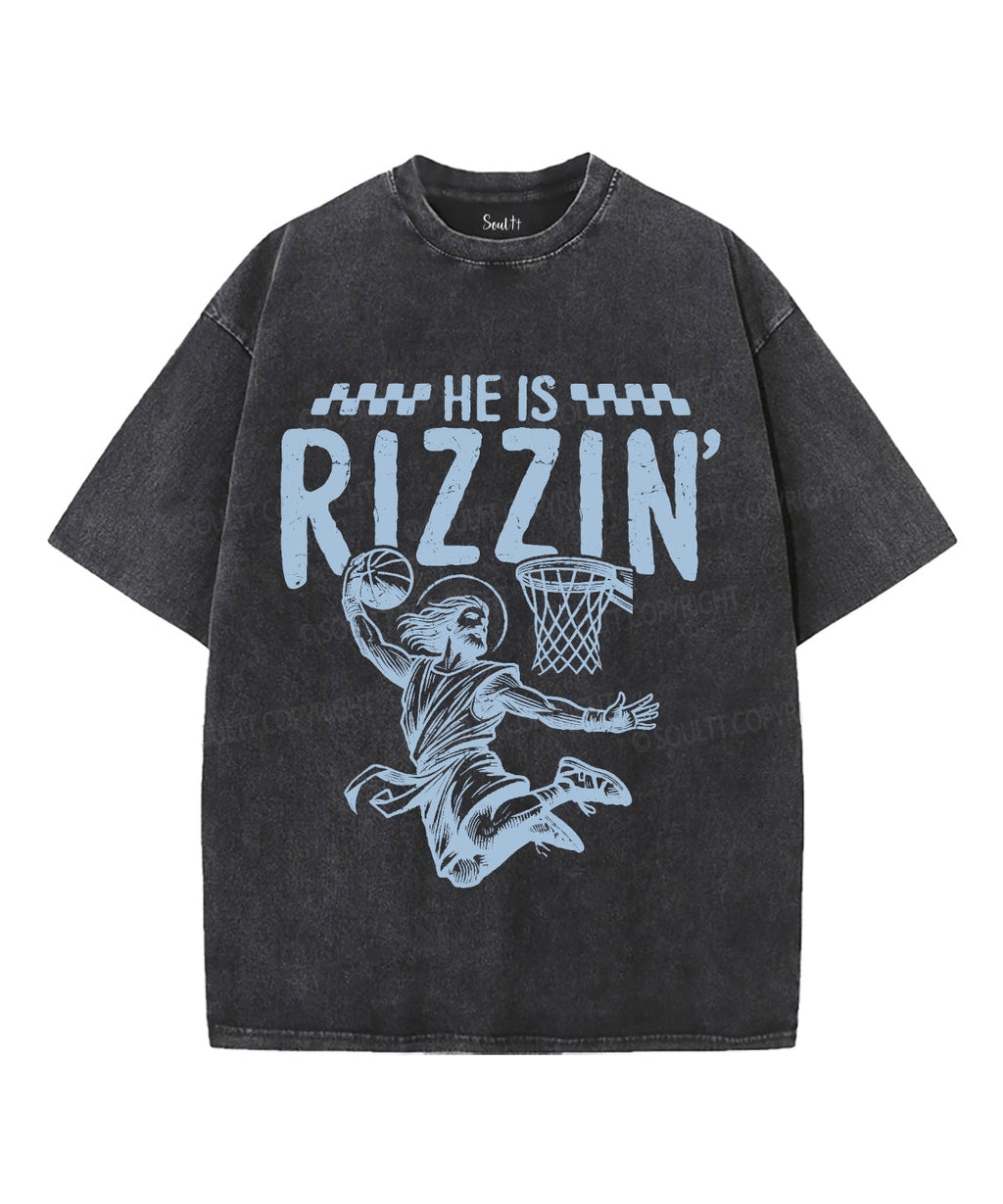 He Is Rizzin' Unisex Washed Christian T-shirt Style004 Hoodie, Sweatshirt | CiraTrend.com (Image 1)