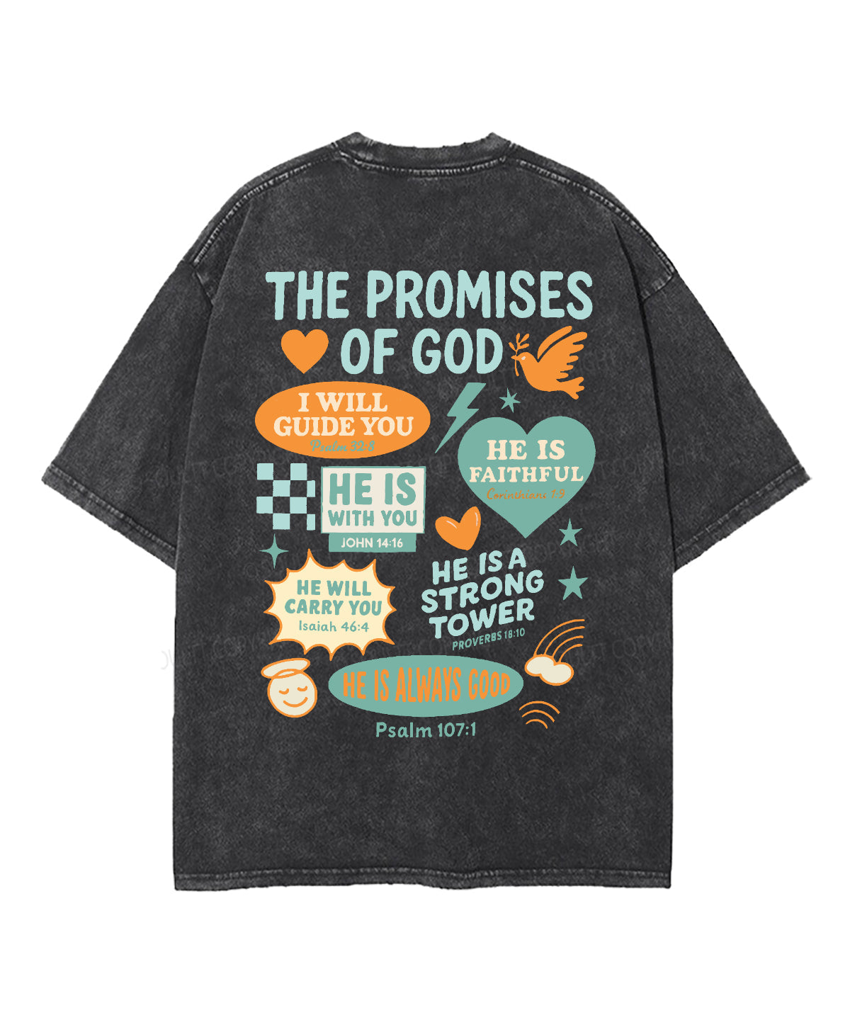 The Promises Of God Double Sided Unisex Washed Christian T-shirt Hoodie, Sweatshirt | CiraTrend.com (Image 5)