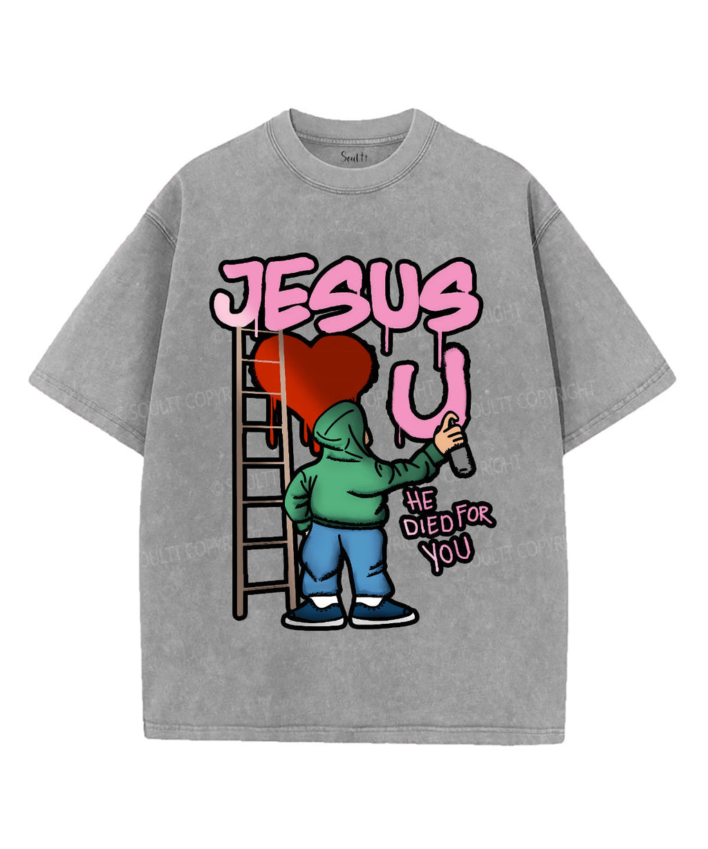 Jesus Love U Unisex Washed Christian T-shirt Hoodie, Sweatshirt | CiraTrend.com (Image 3)