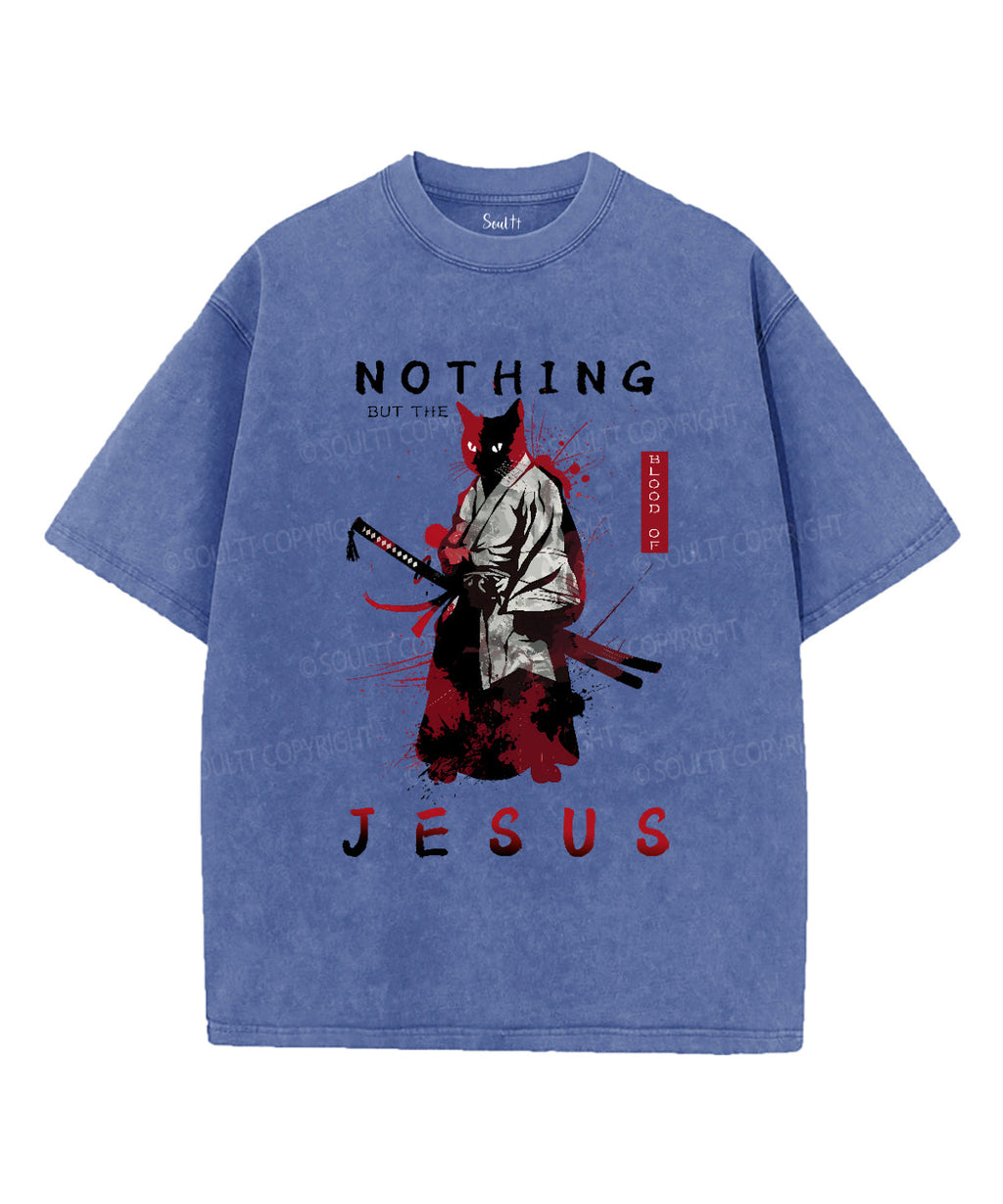 Nothing But The Blood Of Jesus Unisex Washed Christian T-shirt Hoodie, Sweatshirt | CiraTrend.com (Image 4)