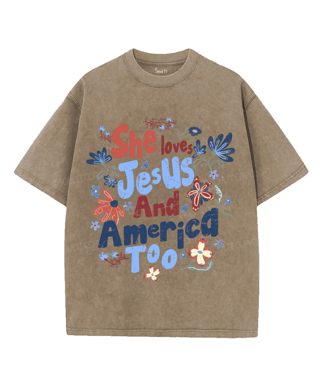 She Loves Jesus And America Unisex Washed Christian T-shirt Style007 Hoodie, Sweatshirt | CiraTrend.com (Image 5)