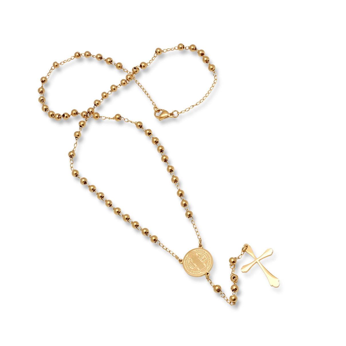 18K Gold Plated Stainless Steel Rosary Necklace T-Shirts, Hoodie, Sweatshirt | CiraTrend.com (Image 1)