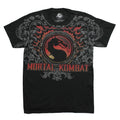 Mortal Kombat Mens T-Shirt - Logo In Chained Portrait Among Gray Flowers Hoodie, Sweatshirt | CiraTrend.com