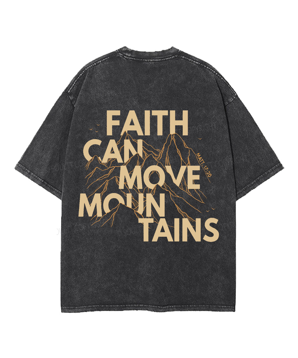 Faith Can Move Mountains Double Sided Unisex Washed Christian T-shirt Hoodie, Sweatshirt | CiraTrend.com (Image 3)