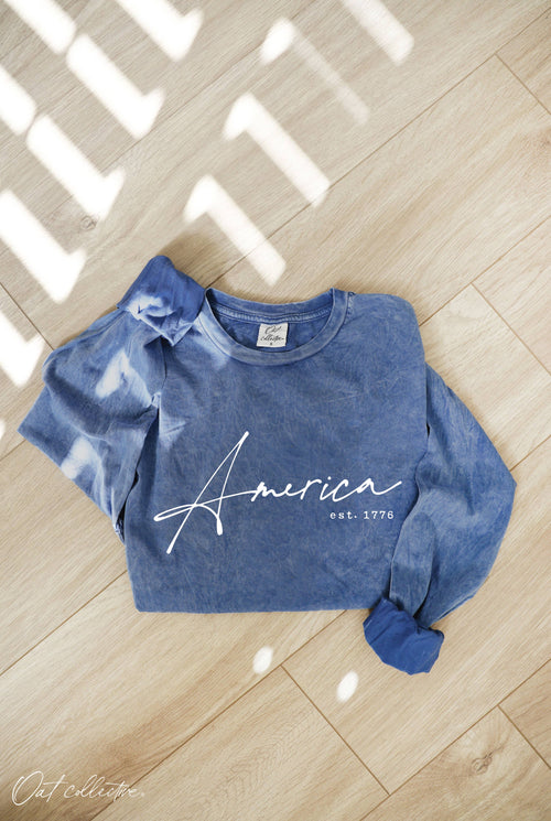 America Est.1776 Mineral Washed Long Sleeve Graphic