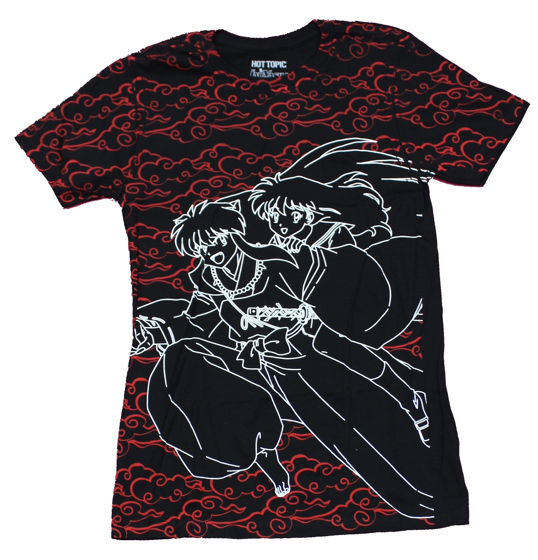 Inuyasha Girls Juniors T-Shirt - White Outlined Kagome & Inuyasha Red Clouds Hoodie, Sweatshirt | CiraTrend.com