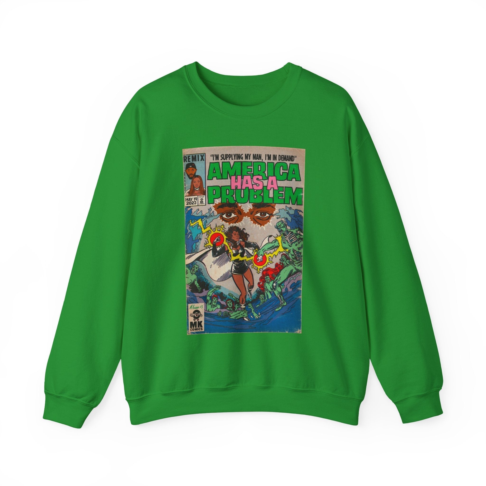 America Has a Problem - Unisex Heavy BlendÃ¢â€žÂ¢ Crewneck Sweatshirt T-Shirts, Hoodie | CiraTrend.com (Image 3)