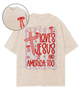 Love Jesus And America Double Sided Unisex Washed Christian T-shirt Hoodie, Sweatshirt | CiraTrend.com (Image 1)