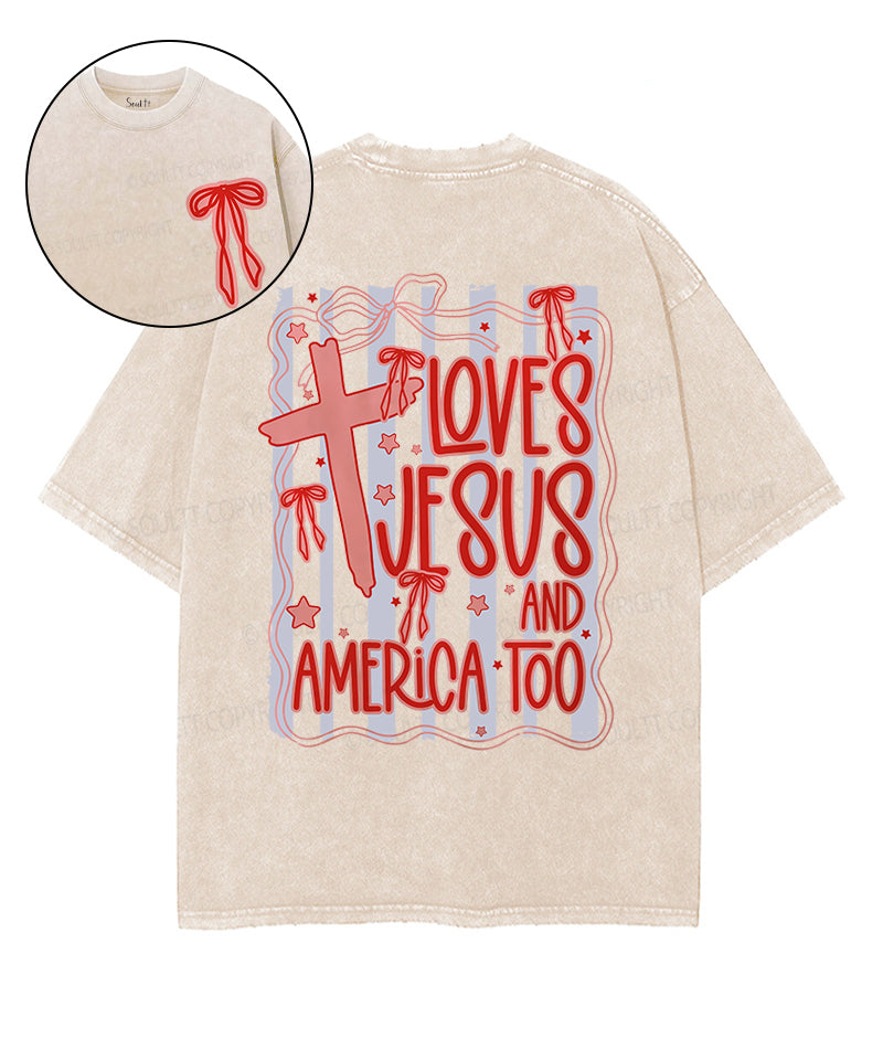 Love Jesus And America Double Sided Unisex Washed Christian T-shirt Hoodie, Sweatshirt | CiraTrend.com (Image 1)