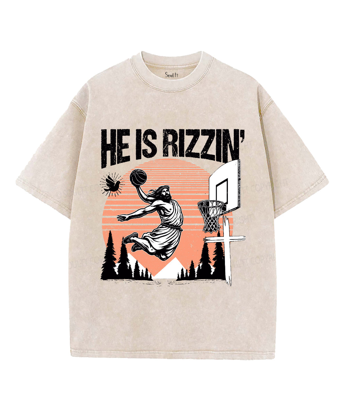 He Is Rizzin' Unisex Washed Christian T-shirt Style002 Hoodie, Sweatshirt | CiraTrend.com (Image 4)