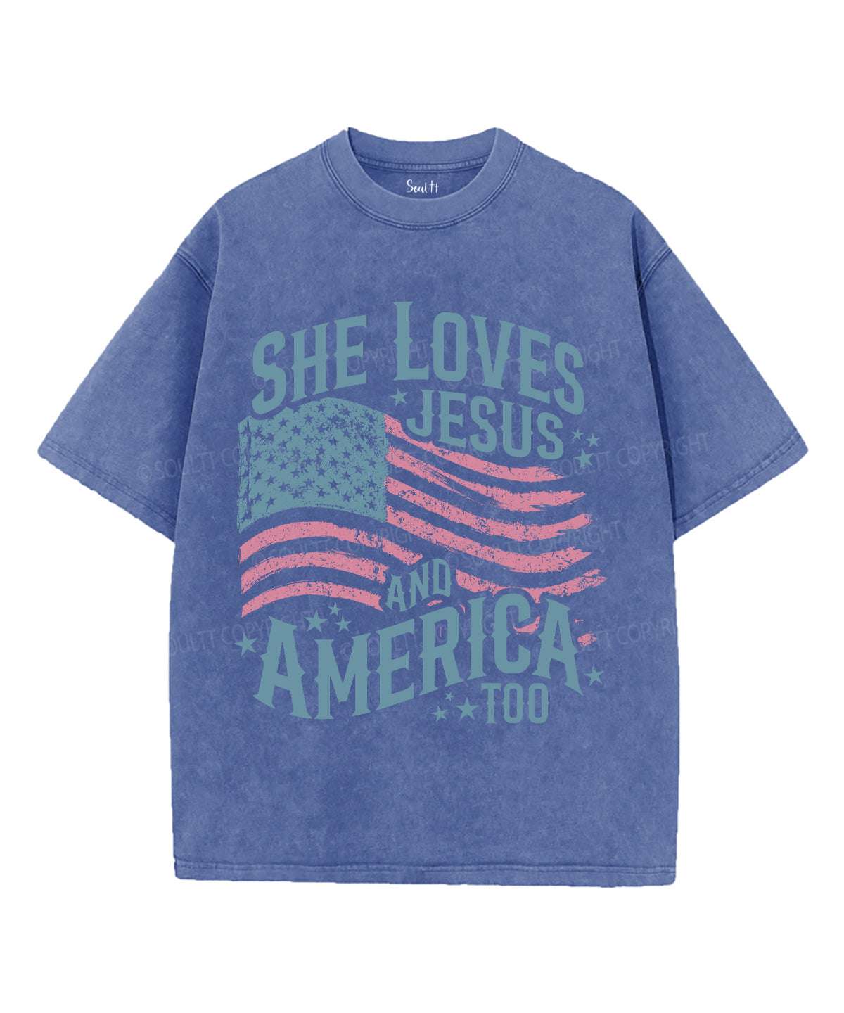 She Loves Jesus And America Unisex Washed Christian T-shirt Style001 Hoodie, Sweatshirt | CiraTrend.com (Image 4)