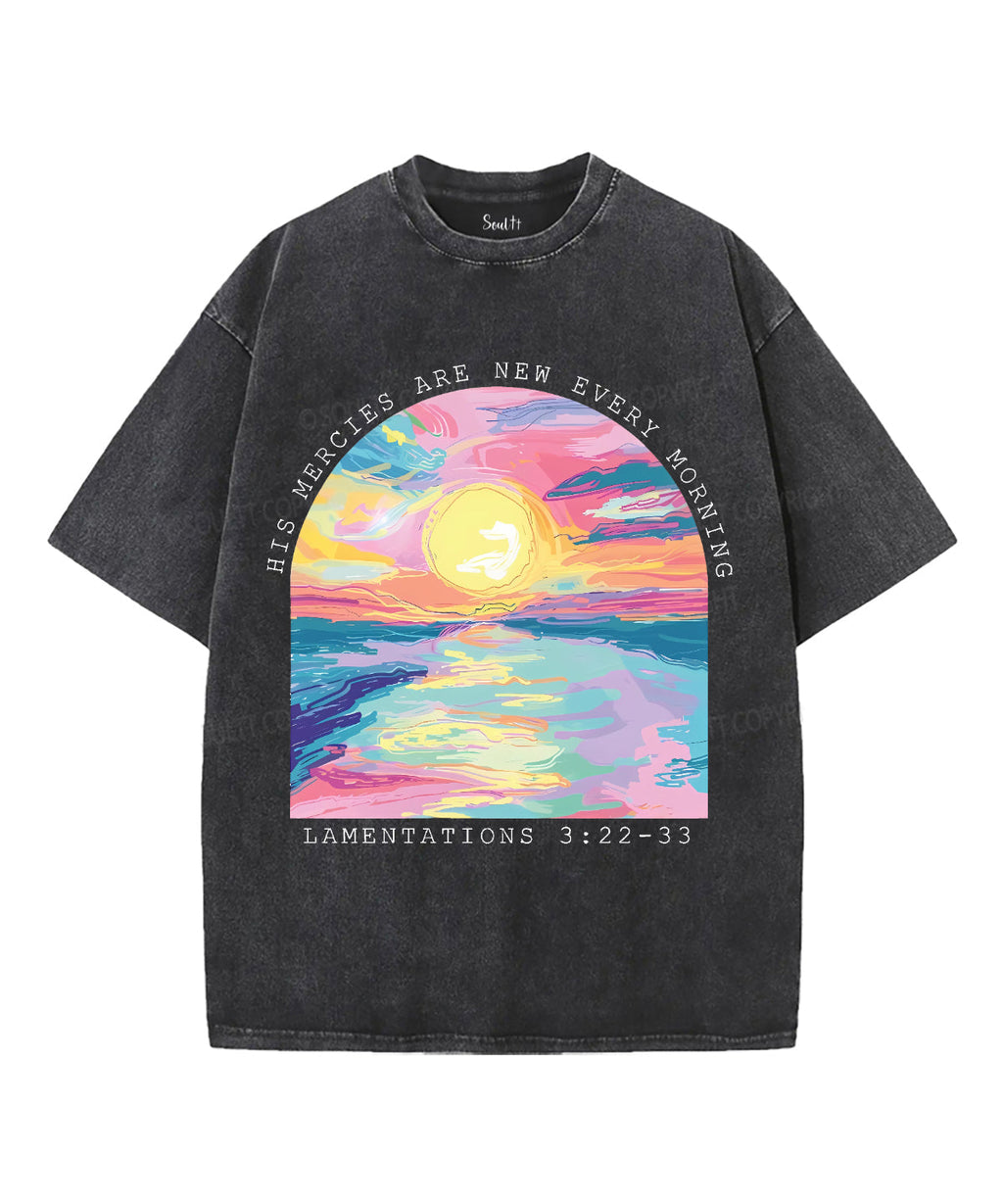 His Mercies Are New Every Morning Unisex Washed Christian T-shirt Style001 Hoodie, Sweatshirt | CiraTrend.com (Image 1)