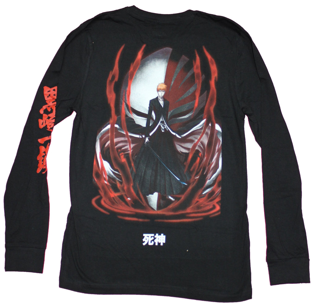Bleach Men Long Sleeve Mens T-Shirt - Ichigo Standing Mask Red Swirl Image Hoodie, Sweatshirt | CiraTrend.com (Image 2)