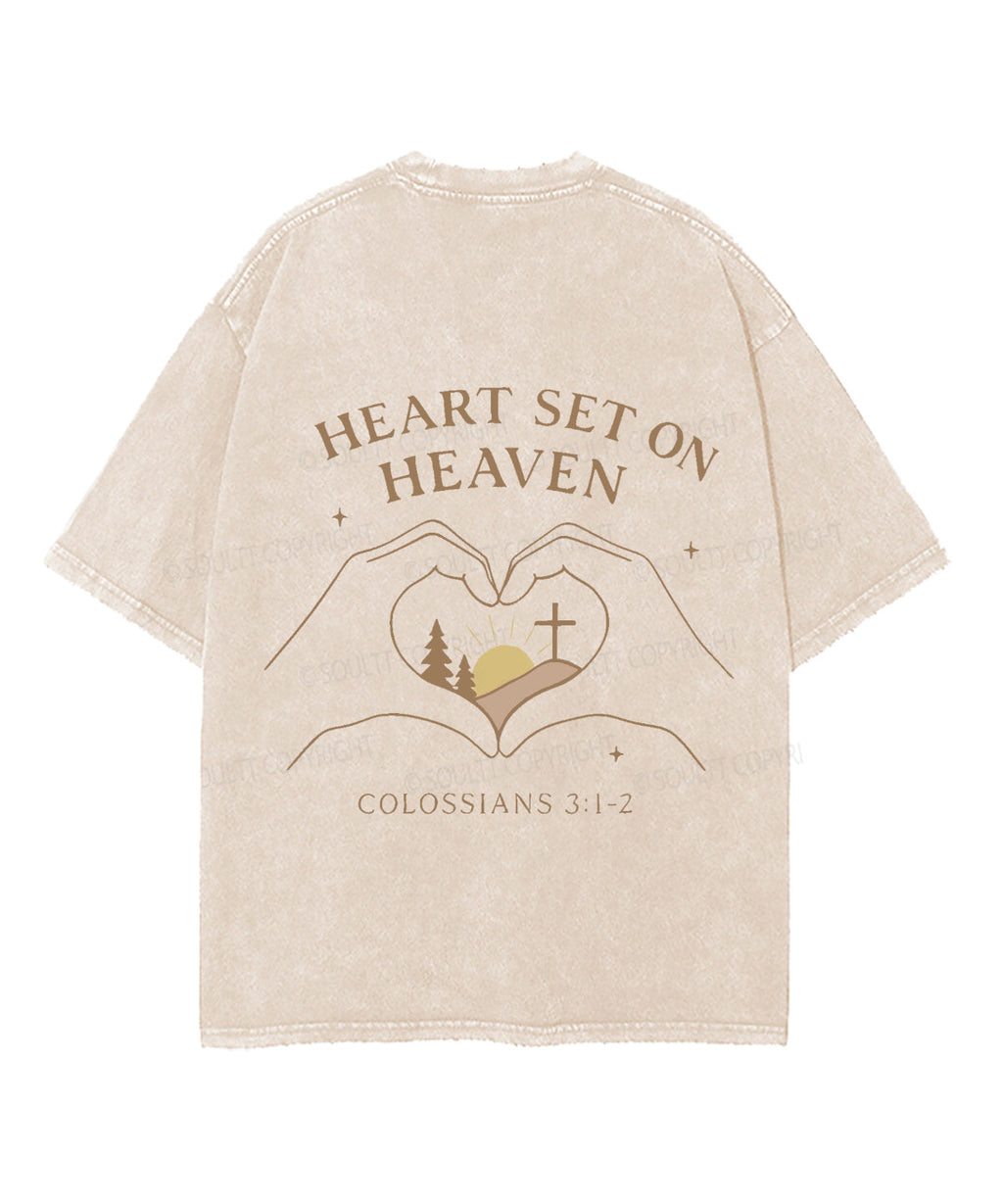 HEART SET HEAVEN Double Sided Washed Christian T-Shirts, Hoodie, Sweatshirt