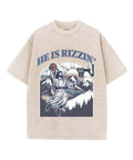 He Is Rizzin' Unisex Washed Christian T-shirt Hoodie, Sweatshirt | CiraTrend.com (Image 1)