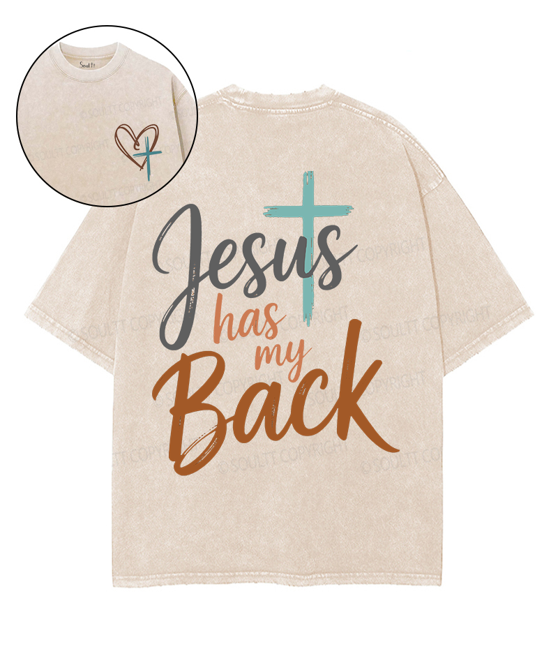 Jesus Has My Back Double Sided Unisex Washed Christian T-shirt Style001 Hoodie, Sweatshirt | CiraTrend.com (Image 1)