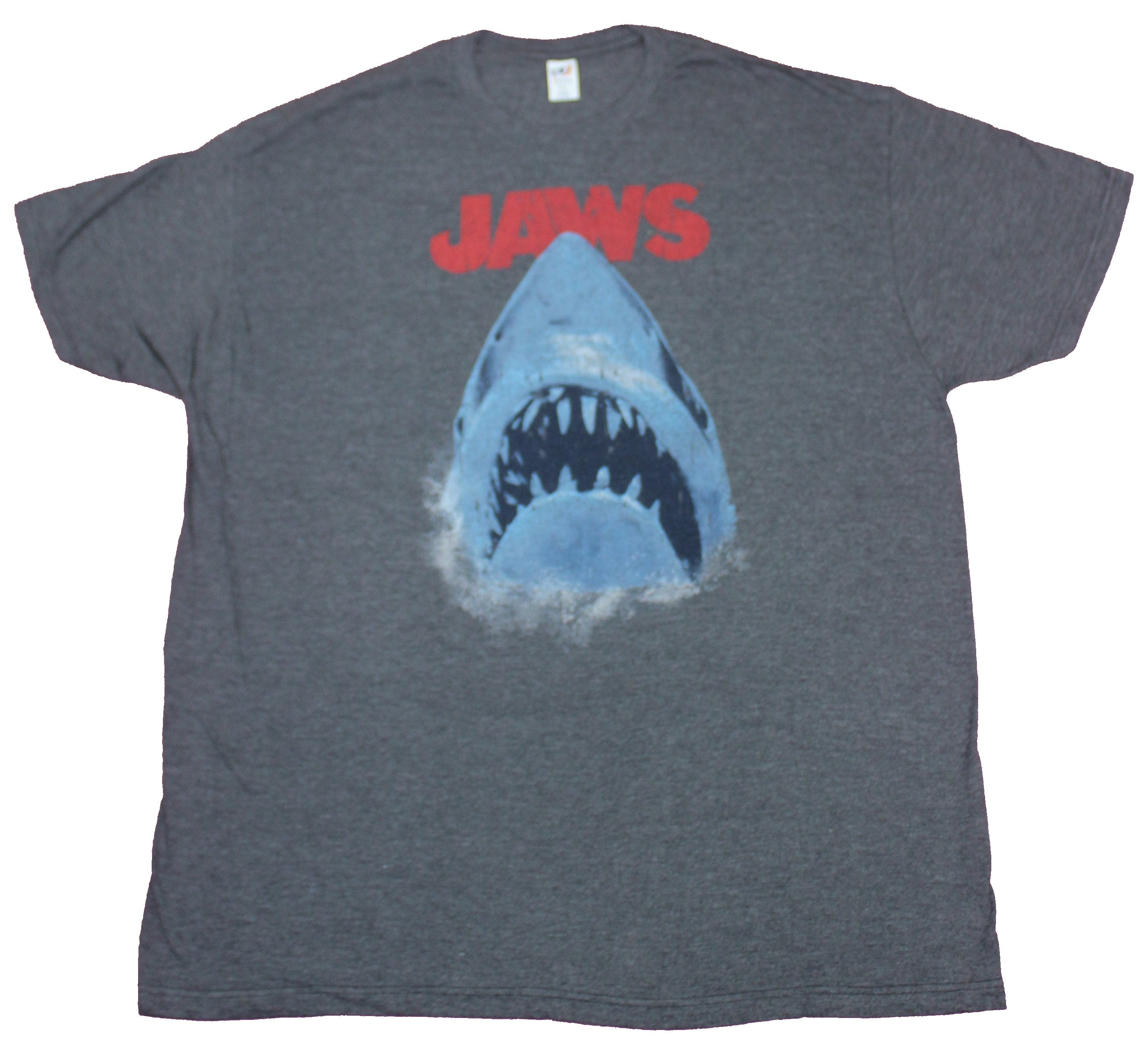 Jaws Mens T-Shirt- Distressed Big Mouth Shark Under Red Name Image Style002 Hoodie, Sweatshirt | CiraTrend.com
