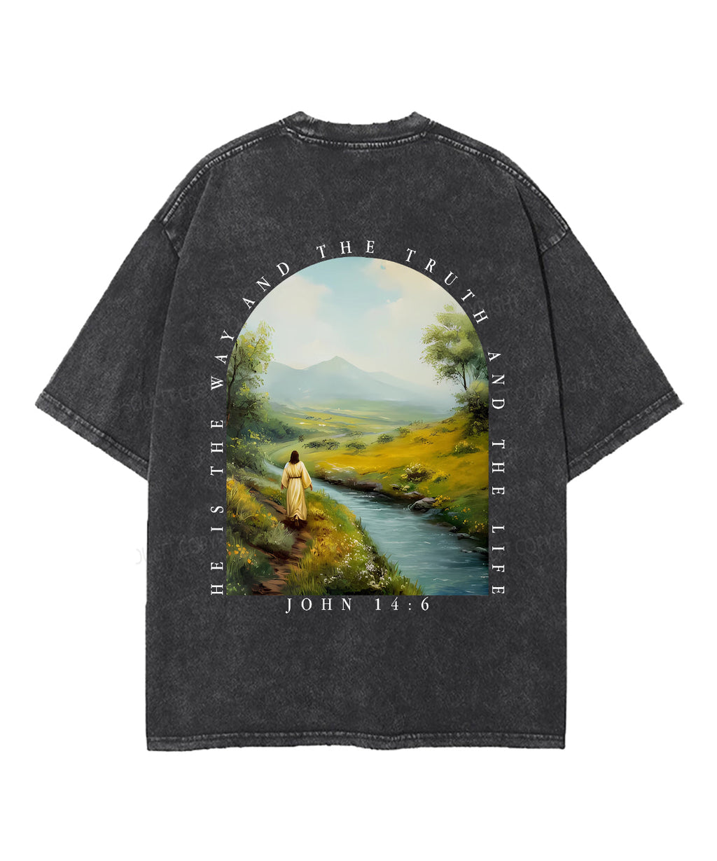He Is The Way Double Sided Unisex Washed Christian T-shirt Style001 Hoodie, Sweatshirt | CiraTrend.com (Image 3)