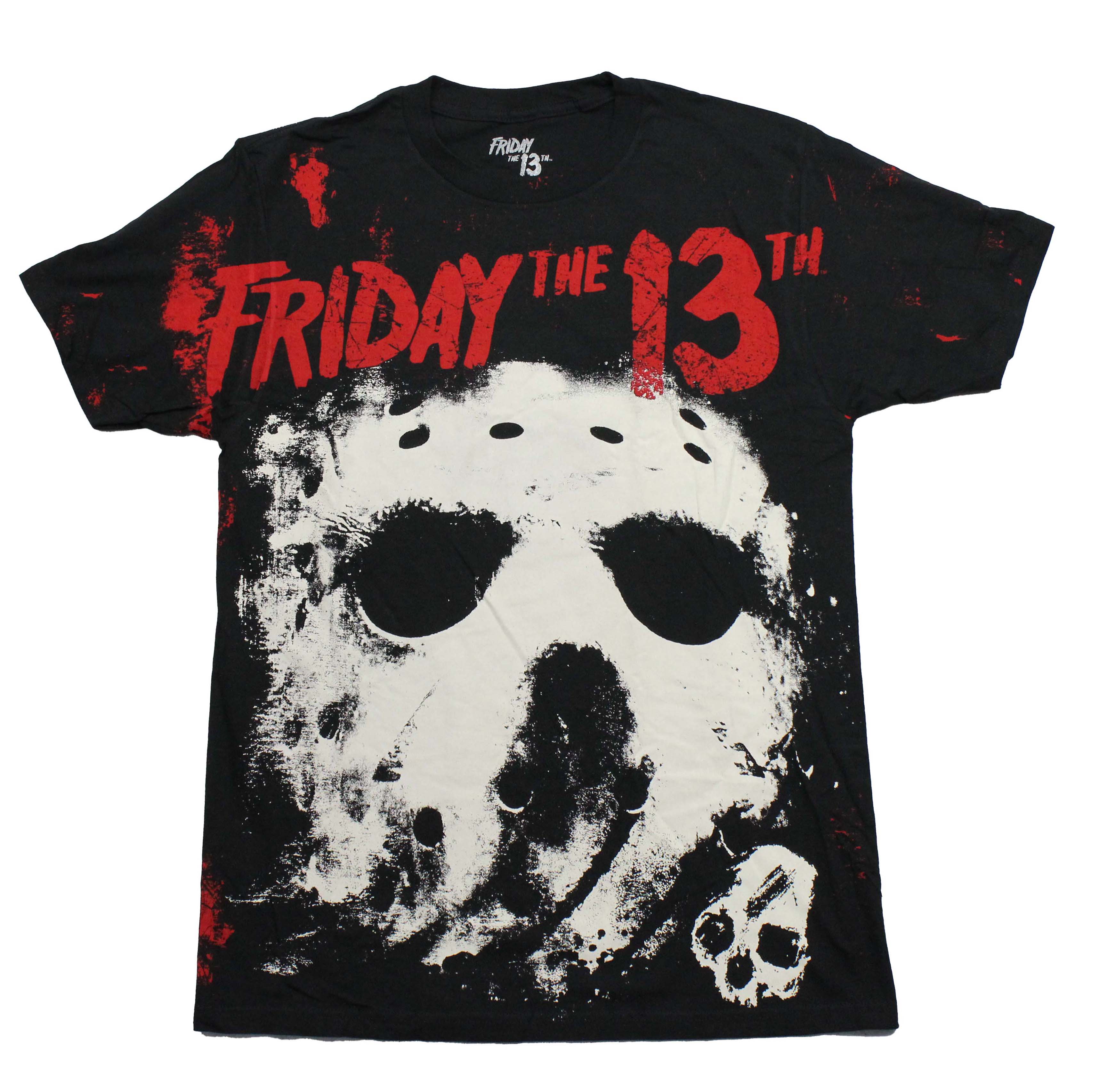 Friday the 13th  Mens T-Shirt - Giant Distressed Full Jason Mask Under Name Hoodie, Sweatshirt | CiraTrend.com