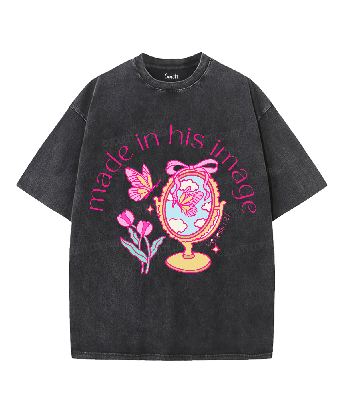Made in His Image Unisex Washed Christian T-shirt Hoodie, Sweatshirt | CiraTrend.com (Image 2)