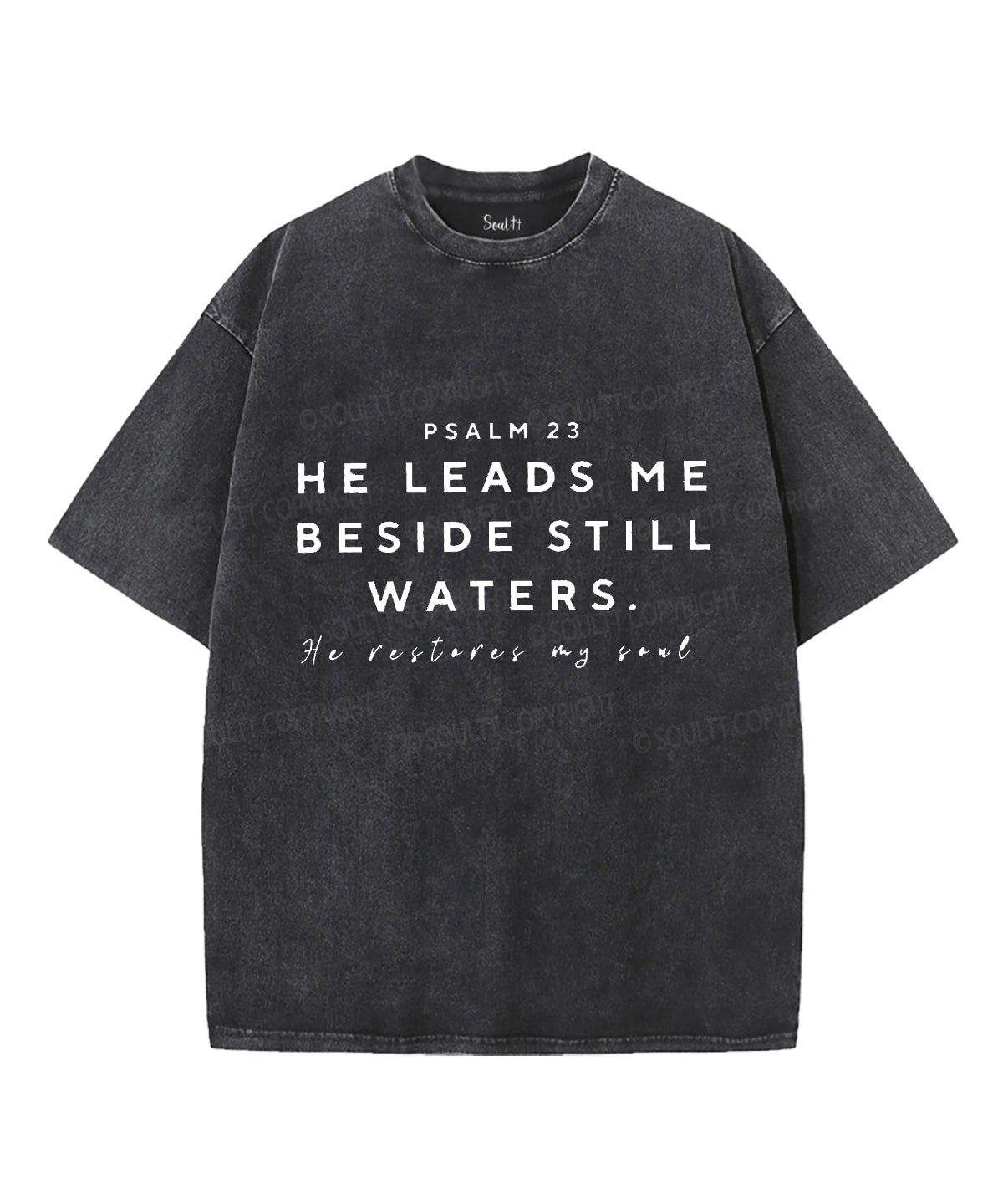 He Leads Me Unisex Washed Christian T-shirt Hoodie, Sweatshirt | CiraTrend.com (Image 1)