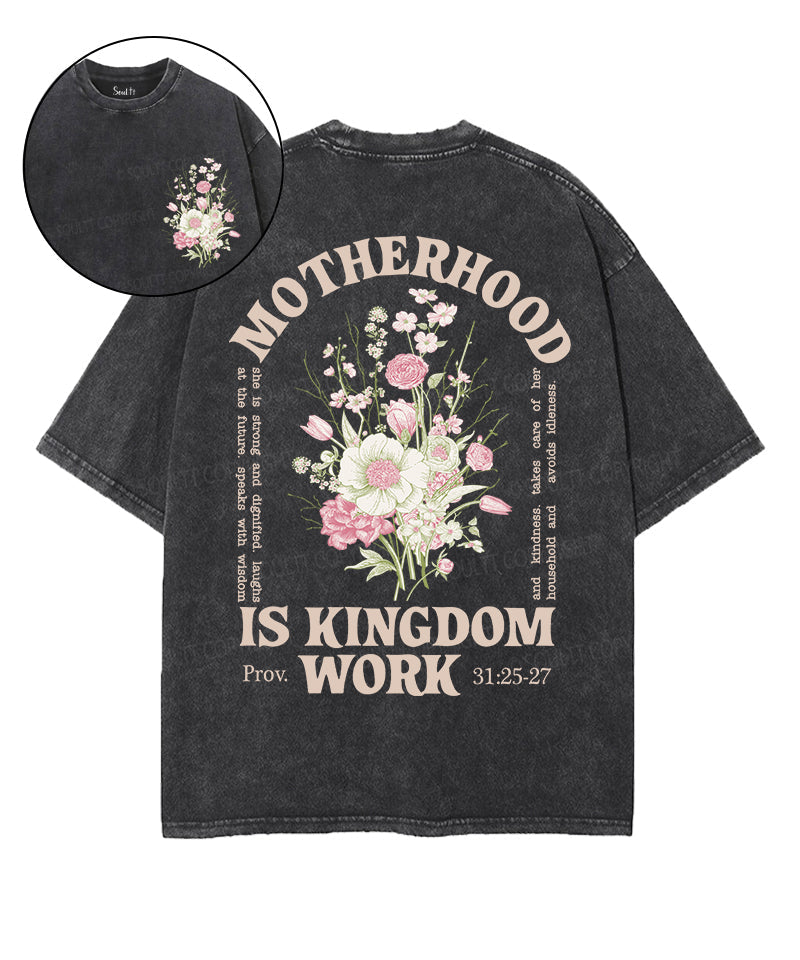 Motherhood Is Kingdom Work Double Sided Unisex Washed Christian T-shirt Style011 Hoodie, Sweatshirt | CiraTrend.com (Image 1)