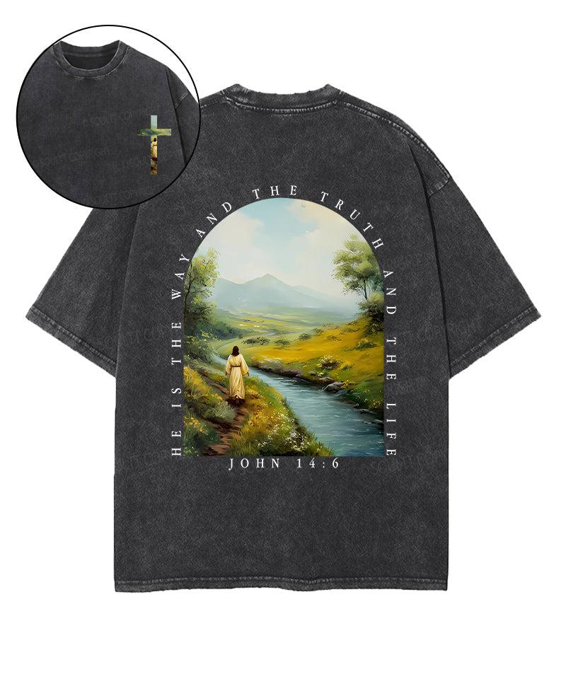 He Is The Way Double Sided Unisex Washed Christian T-shirt Style001 Hoodie, Sweatshirt | CiraTrend.com (Image 1)