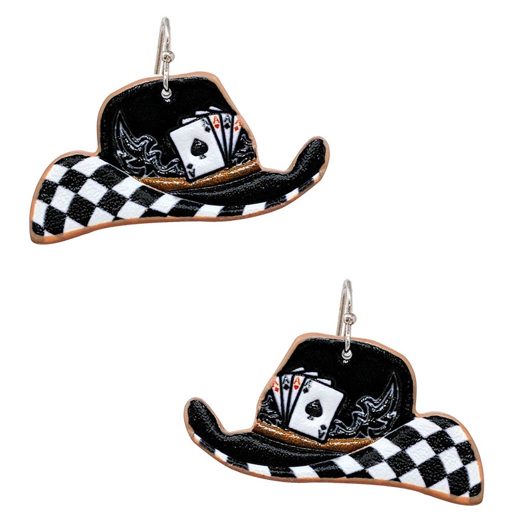 Western Tooled Cowboy Hat Hook Earrings