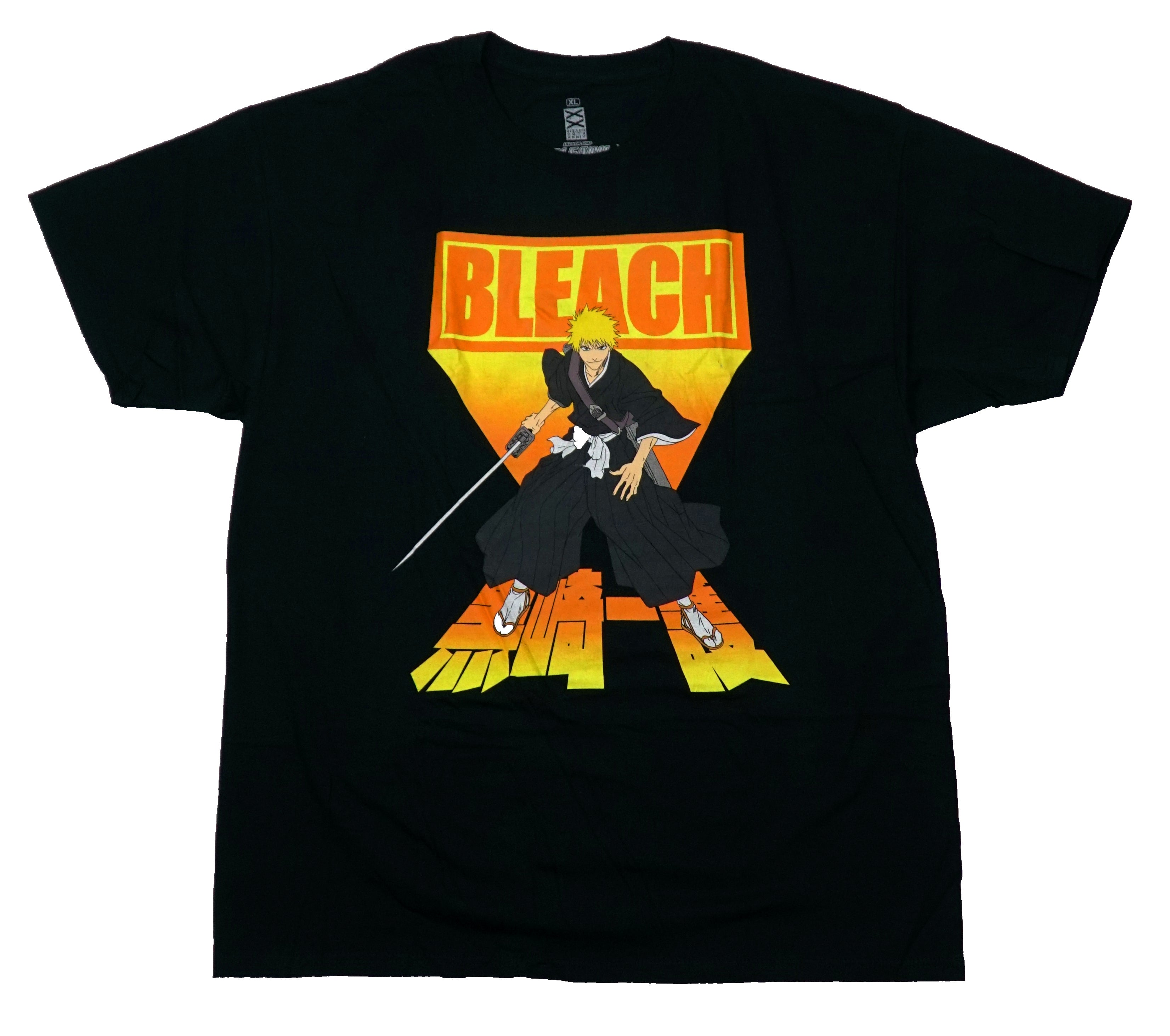 Bleach Mens T-Shirt - Standing on Orange Kanji Block Logo Below Bleach Name Hoodie, Sweatshirt | CiraTrend.com