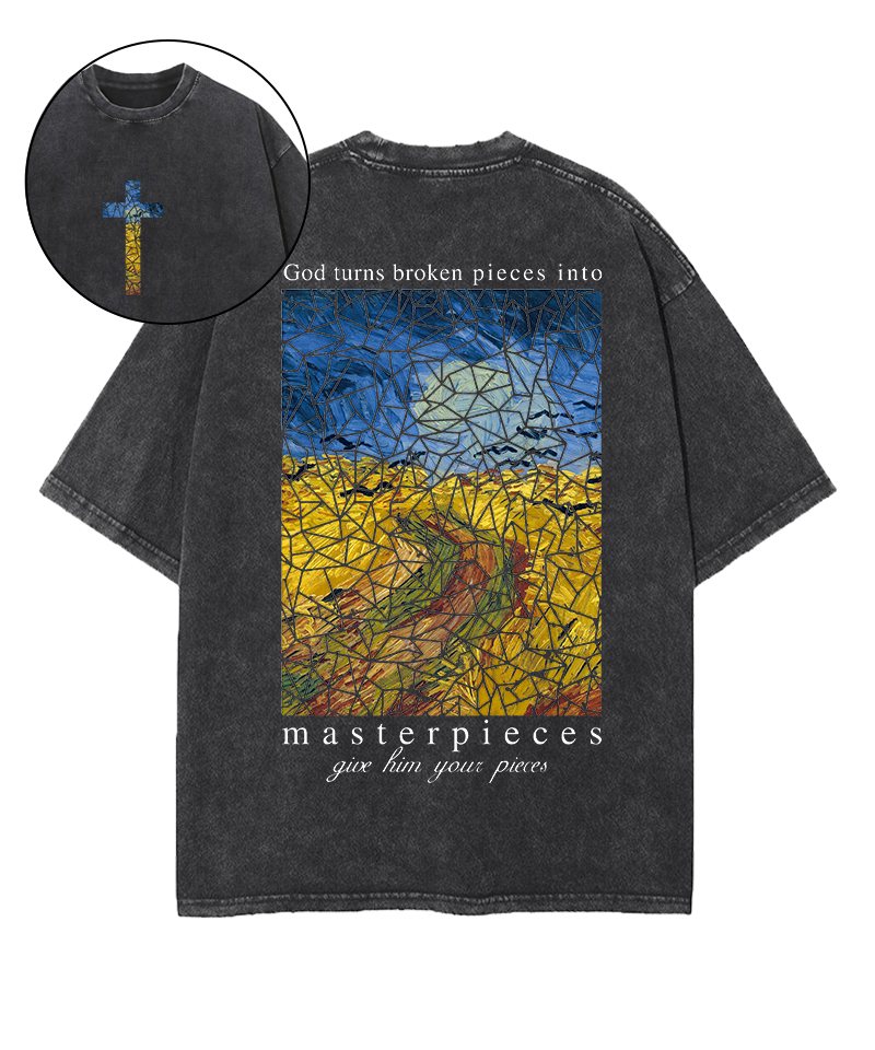 God Turns Broken Pieces Into Masterpieces Washed Christian T-shirt Hoodie, Sweatshirt | CiraTrend.com (Image 1)