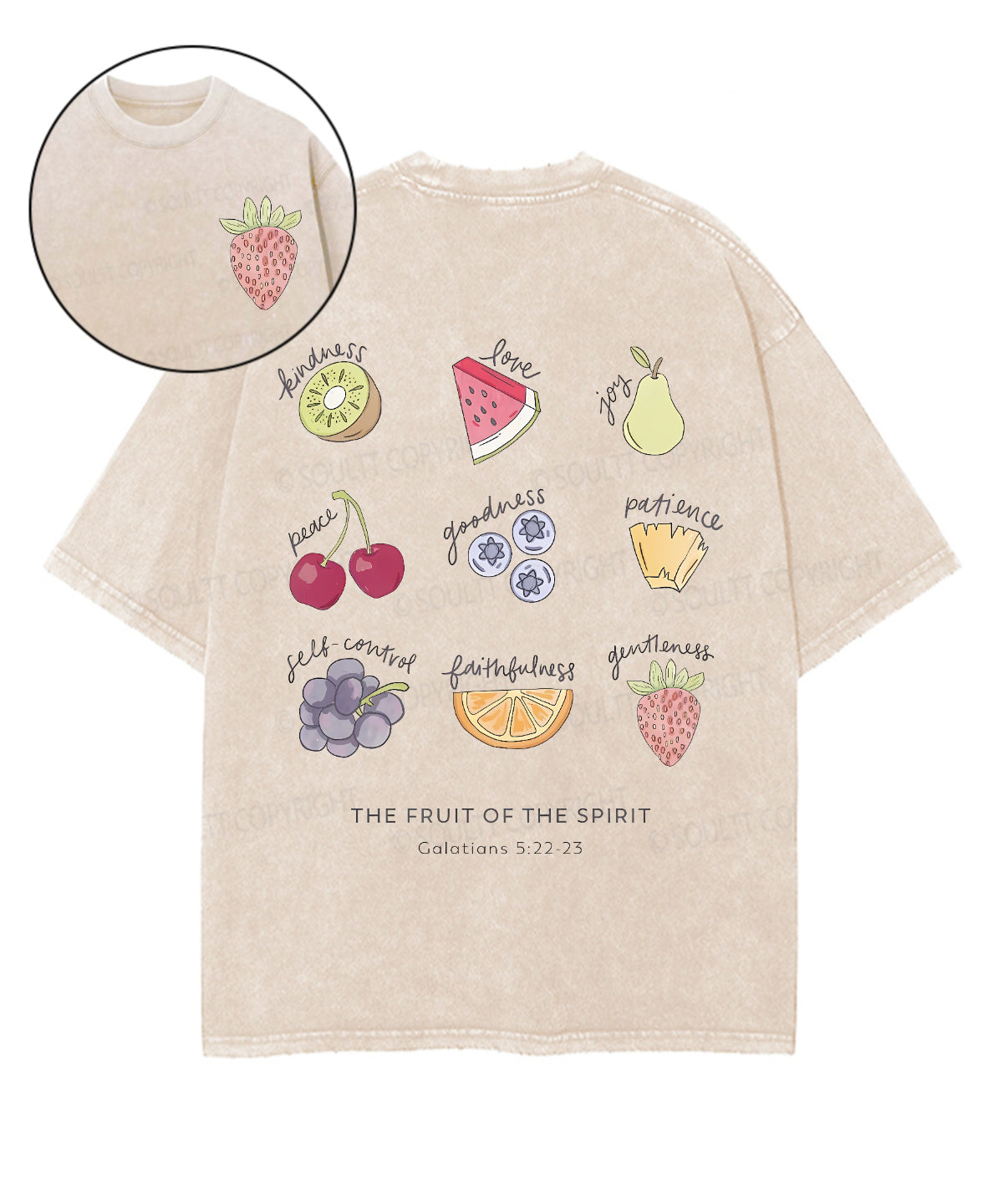 Fruit Of The Spirit Double Sided Unisex Washed Christian T-shirt Style030 Hoodie, Sweatshirt | CiraTrend.com (Image 1)