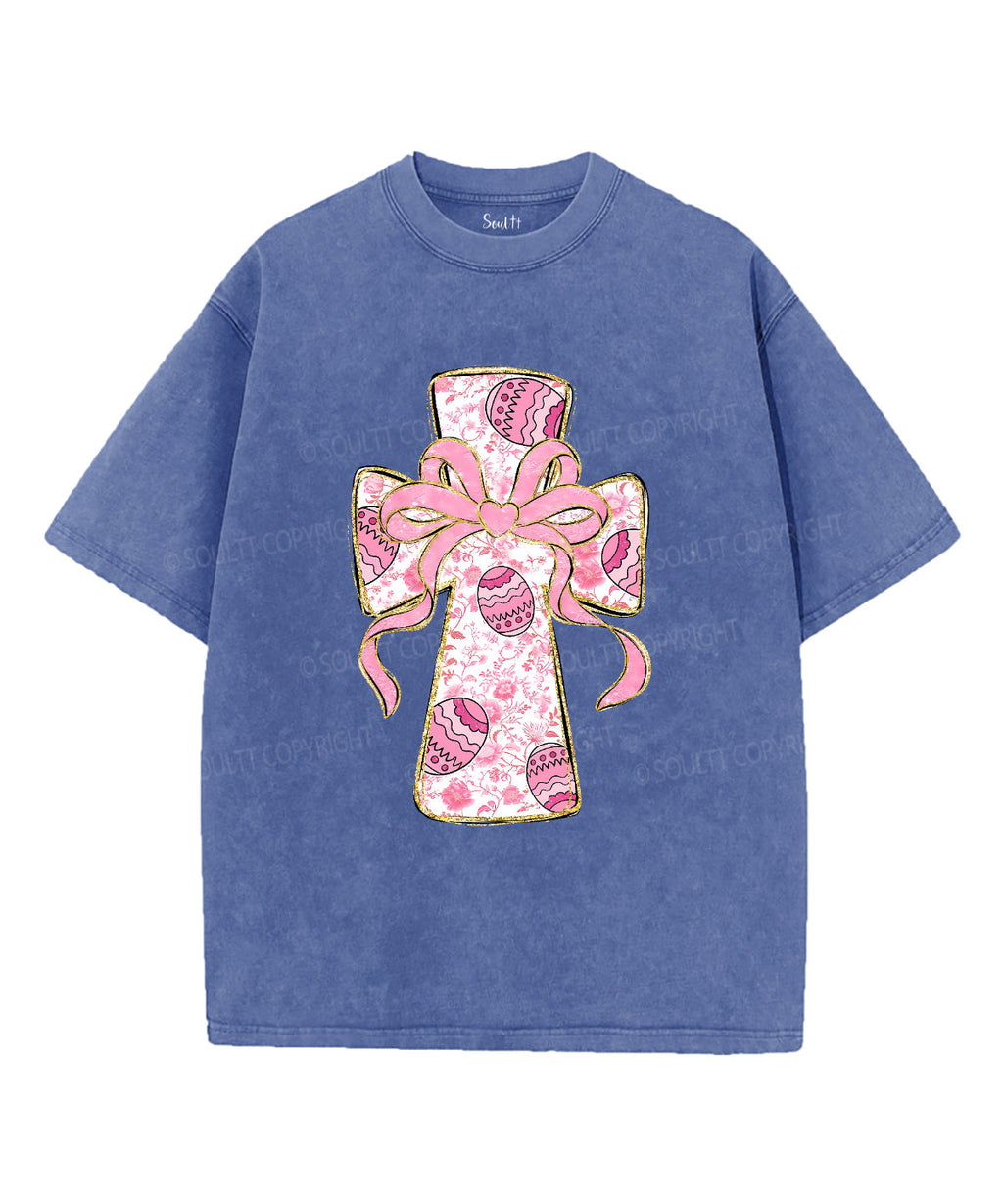 Easter Pink Bow Unisex Washed Christian T-shirt Hoodie, Sweatshirt | CiraTrend.com (Image 3)