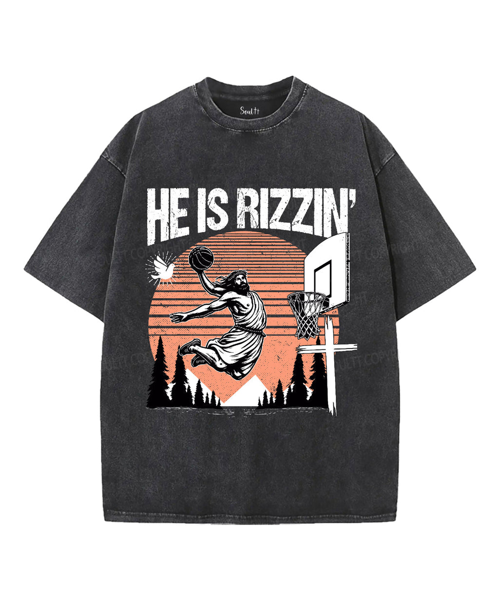 He Is Rizzin' Unisex Washed Christian T-shirt Style002 Hoodie, Sweatshirt | CiraTrend.com (Image 1)