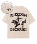 Freedom in Christ Double Sided Unisex Washed Christian T-shirt Hoodie, Sweatshirt | CiraTrend.com (Image 1)