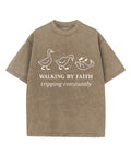 Walking By Faith Unisex Washed Christian T-shirt Hoodie, Sweatshirt | CiraTrend.com (Image 1)