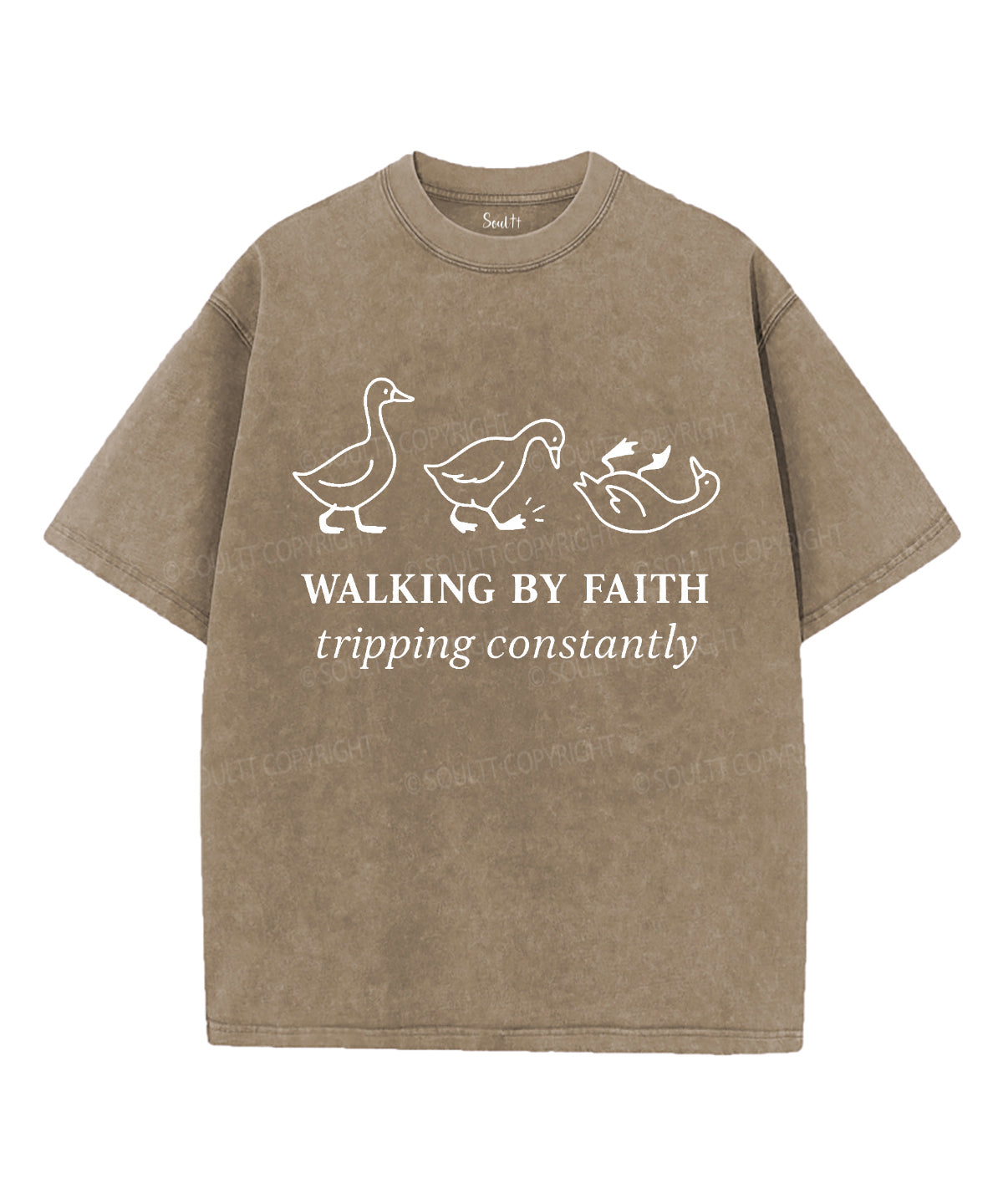Walking By Faith Unisex Washed Christian T-shirt Hoodie, Sweatshirt | CiraTrend.com (Image 1)