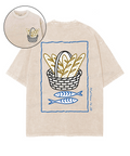 Fish And Bread Double Sided Unisex Washed Christian T-shirt Hoodie, Sweatshirt | CiraTrend.com (Image 1)