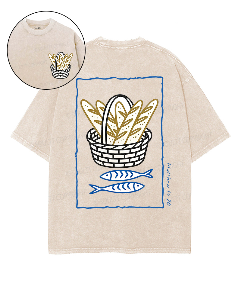 Fish And Bread Double Sided Unisex Washed Christian T-shirt Hoodie, Sweatshirt | CiraTrend.com (Image 1)