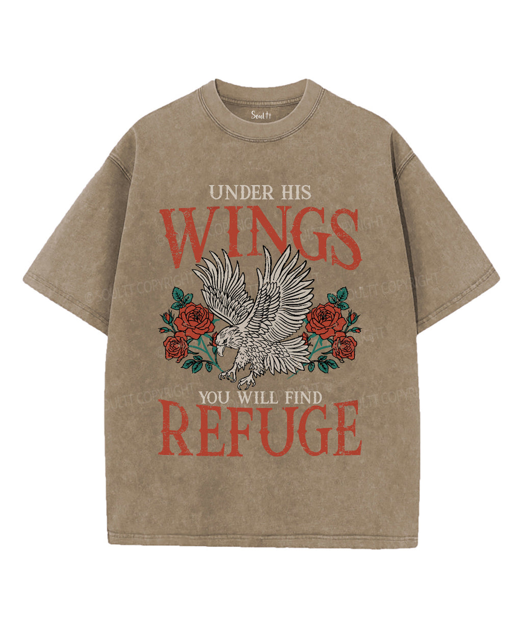 Under His Wings Washed Christian T-shirt Hoodie, Sweatshirt | CiraTrend.com (Image 4)