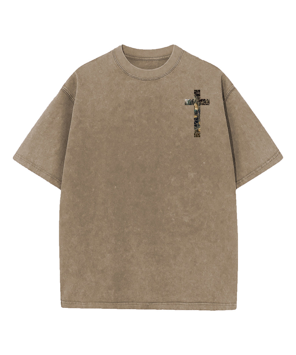 Virgin of the Rocks God Turns Double Sided Washed Christian T-shirt Hoodie, Sweatshirt | CiraTrend.com (Image 3)
