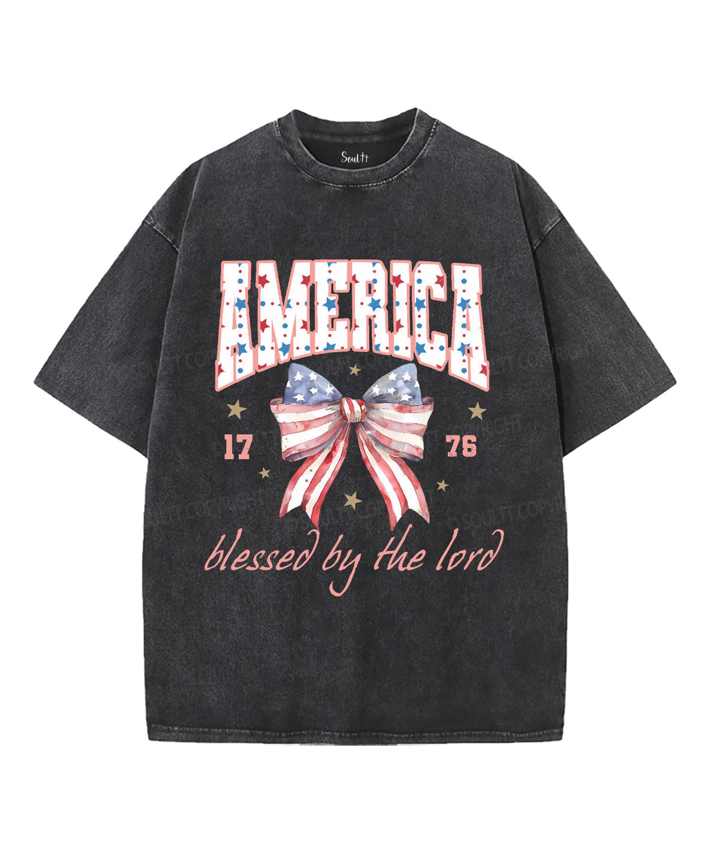 America Blessed By The Lord Unisex Washed Christian T-shirt Hoodie, Sweatshirt | CiraTrend.com (Image 1)