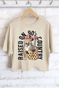 Raised On 90's Country Leopard Graphic Long Crop Top