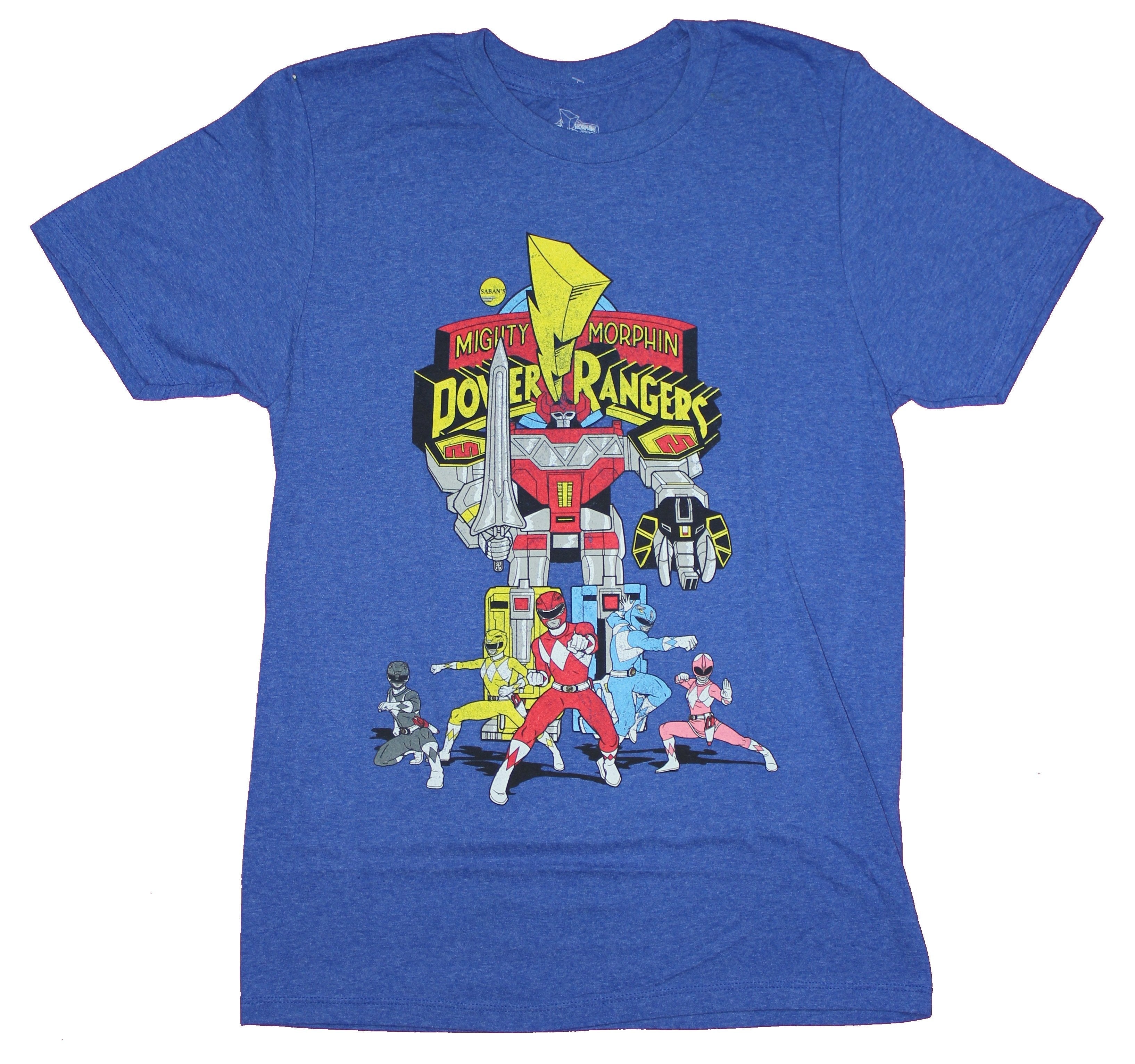 Mighty Morphin Power Rangers Mens  T-Shirt  - Group Under Megazord Distressed Hoodie, Sweatshirt | CiraTrend.com