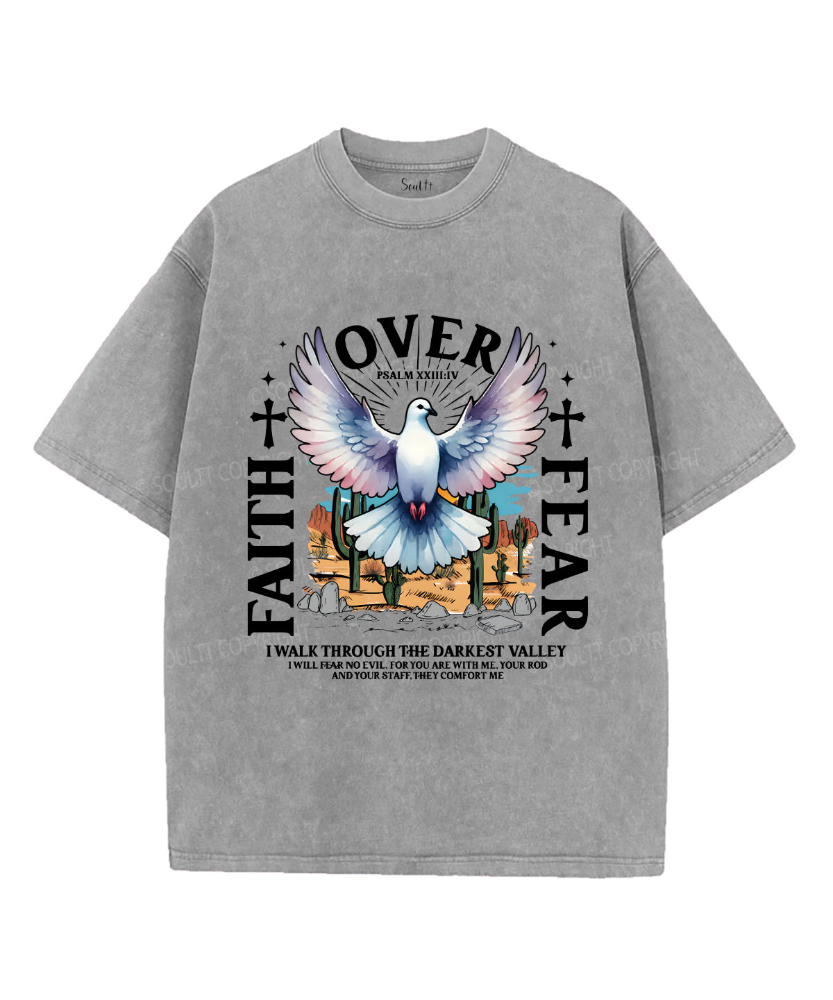 Faith Over Fear Unisex Washed Christian T-shirt Style002 Hoodie, Sweatshirt | CiraTrend.com (Image 2)