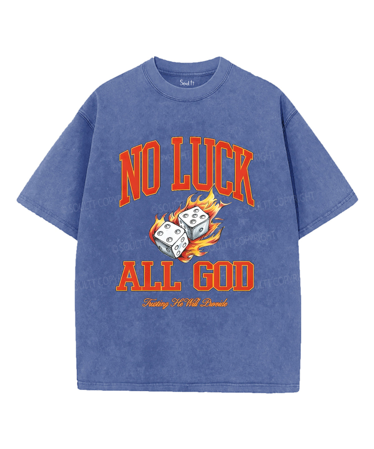 No Luck All God Unisex Washed Christian T-shirt Hoodie, Sweatshirt | CiraTrend.com (Image 4)