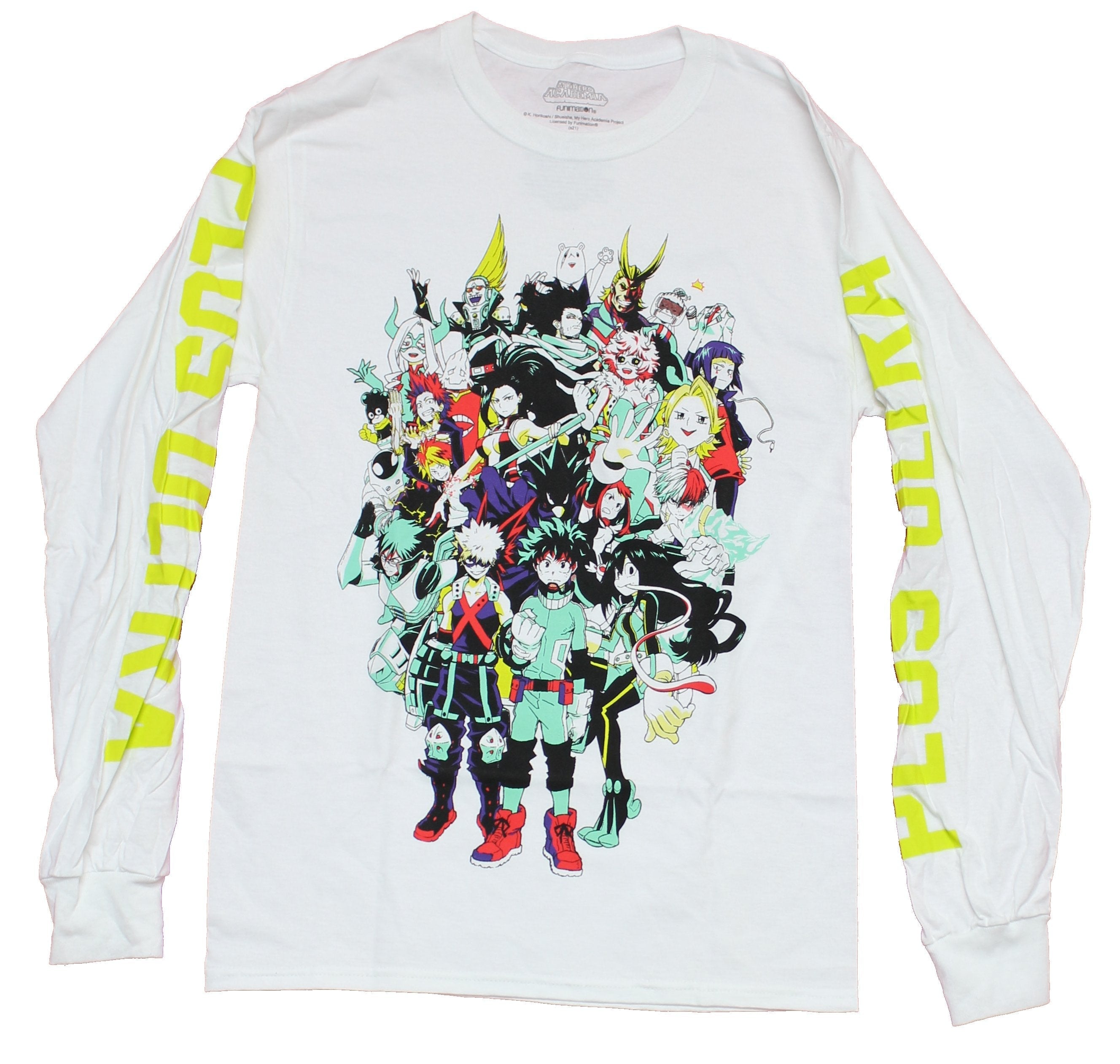 My Hero Academia Mens Long Sleeve T-Shirt -  Giant Group Kanji Sleeves Hoodie, Sweatshirt | CiraTrend.com