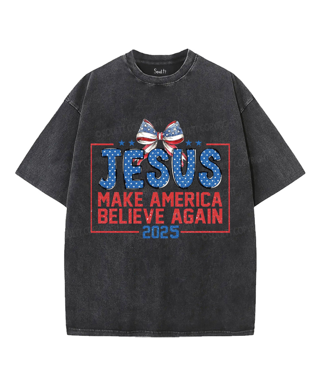 Make America Believe Again Unisex Washed Christian T-shirt Hoodie, Sweatshirt | CiraTrend.com (Image 2)