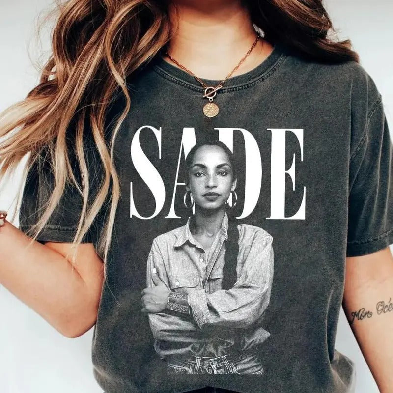 90s Vintage Sade Adu T-Shirt, Sade Pop Music Fan Shirt, Kiss Of Life Music Unisex Tshirt, Top Underwear Streetwear Crewneck Womenswear Summer Cotton